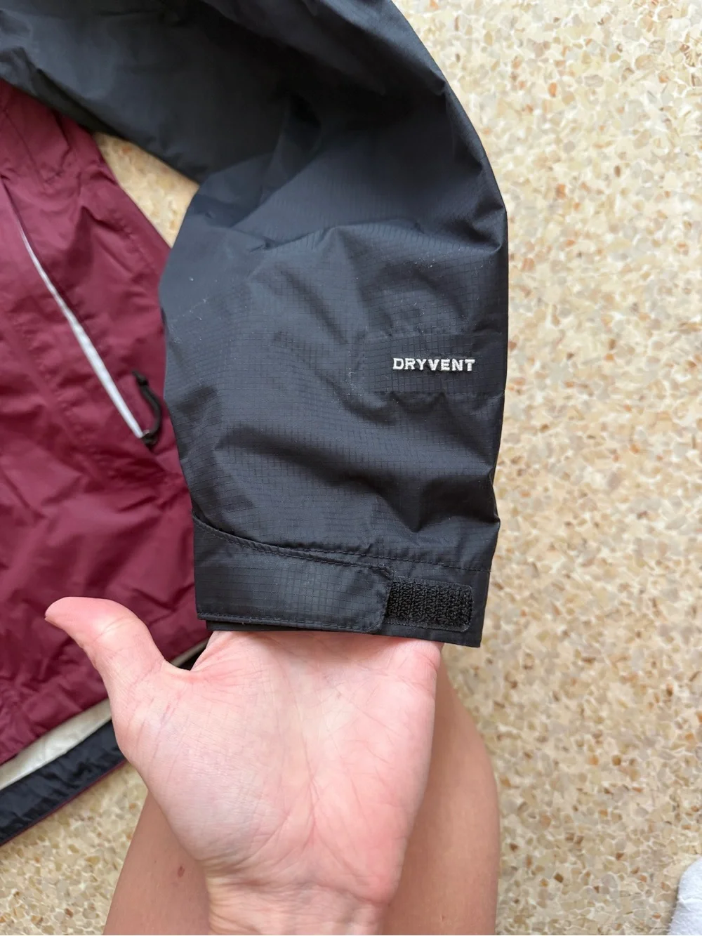 The North Face Men’s Hooded Rain Jacket - Black & Burgundy